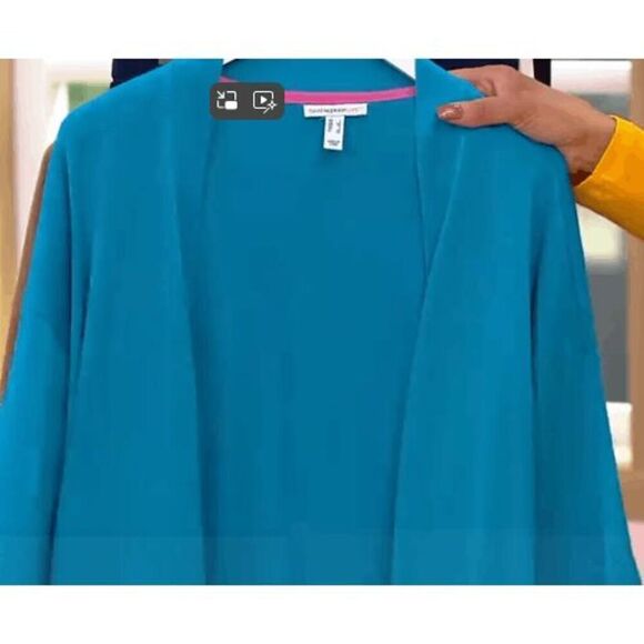 Isaac Mizrahi Live! 3X Open Front Sweater Cardigan Nautical Blue Pockets NWT - Picture 4 of 4